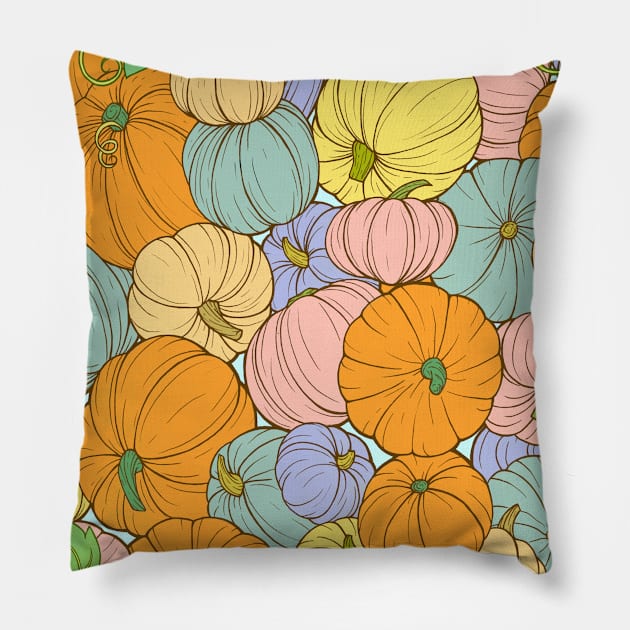 Colorful Pumpkin Patch Pillow by stacreek