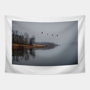 Canadian Geese In Flight Tapestry