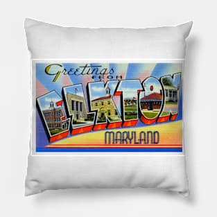 Greetings from Elkton Maryland - Vintage Large Letter Postcard Pillow