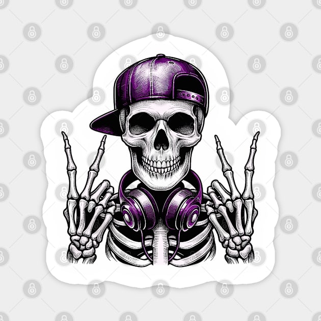 Skeleton Rocker Cap Skater Halloween Punk Rock Magnet by JessArty
