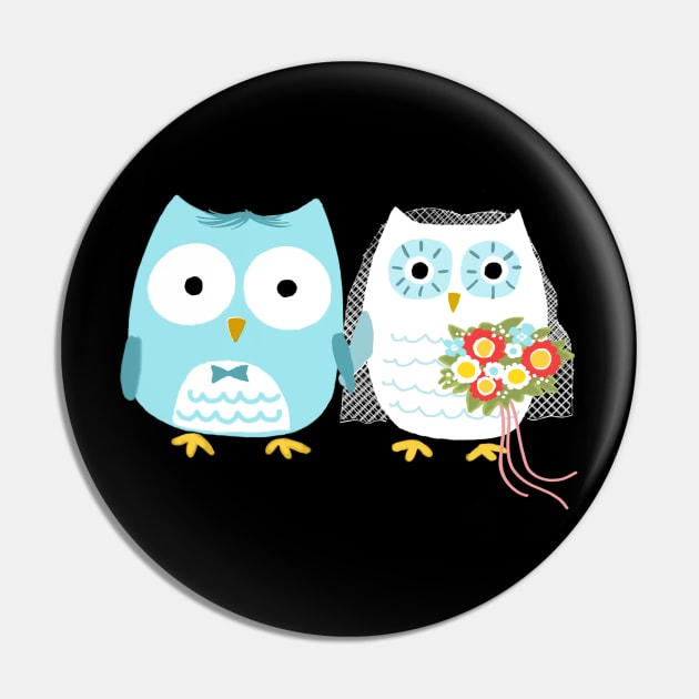 Owls Wedding | Cute Bride and Groom Pin by Coffee Squirrel