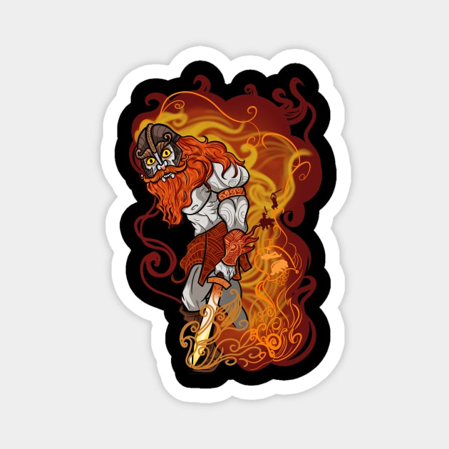 Raging Inferno: Fire Giant Surtr Design Magnet by Holymayo Tee