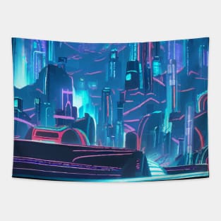 Cool Japanese Neon City Tapestry