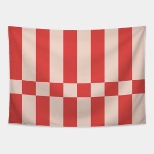 Vertical Red Stripes Pattern Tapestry