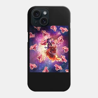 Cowboy Space Cat On Tiger Unicorn - Bacon Phone Case