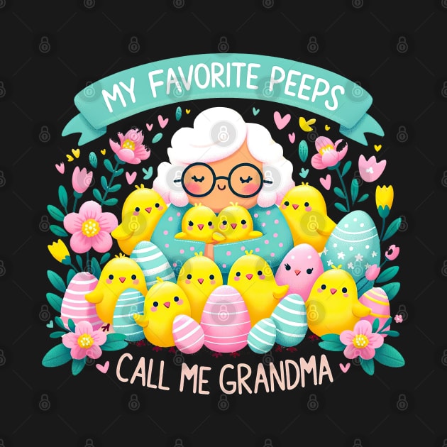 Funny Grandma My Favorite Peeps call me grandma Easter Day Teacher T-Shirt by Mapd