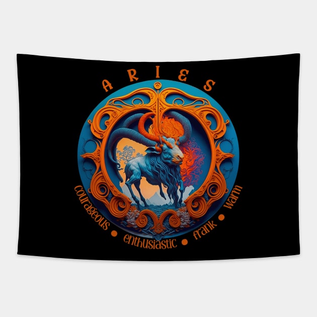 Design for Aries Zodiac Sign_8 Tapestry by thematics