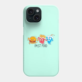 Fast food, hamburger, french fries and soda running funny design 2 Phone Case