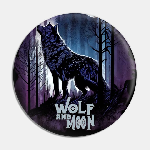 Wolf and Moon Pin by ABART BY ALEXST 