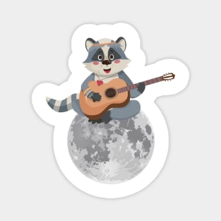 cute raccoon playing guitar Magnet