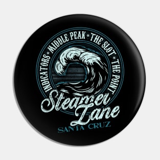 Steamer Lane Retro Wave Circle - Beach Gift Pin