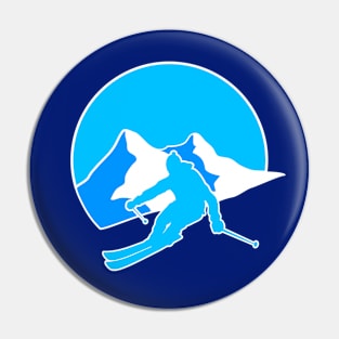 Skier Motif in Blue Pin