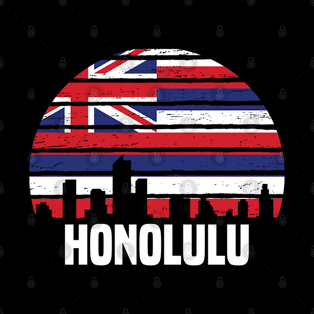 Honolulu Hawaii HI Group City Silhouette Flag Gift by jkshirts