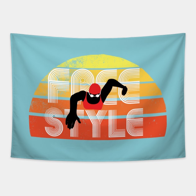 Retro Freestylin Womens Swimming 2 Tapestry by atomguy