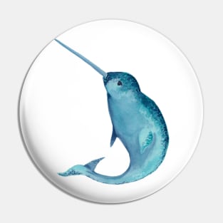 Blue Narwhal Pin