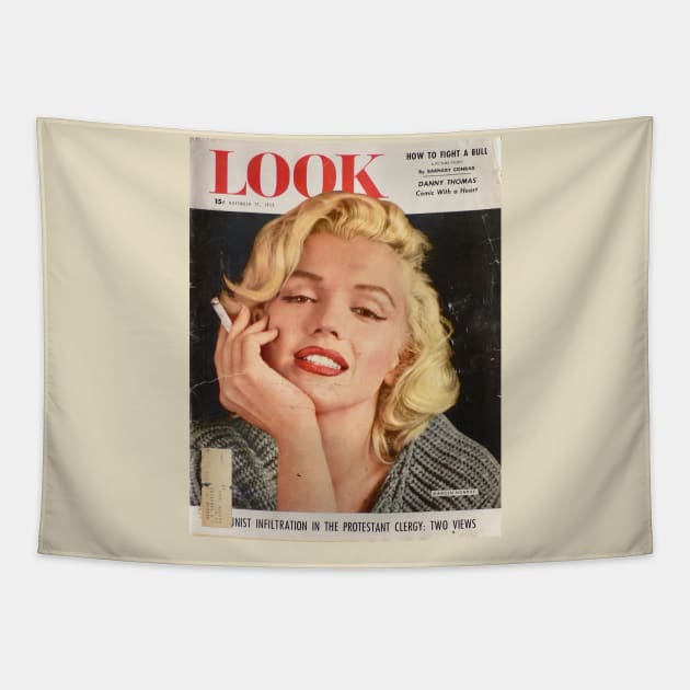 Marilyn Monroe Look Smoking Tapestry by botokgetuk