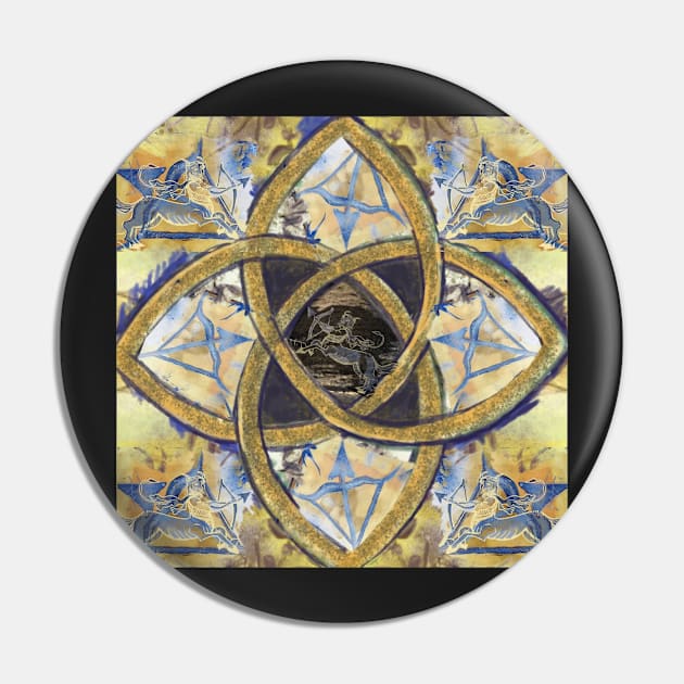 Golden Sagittarius Mandala Pin by Visuddhi