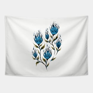 Fire Flower - Gold Blue Tapestry