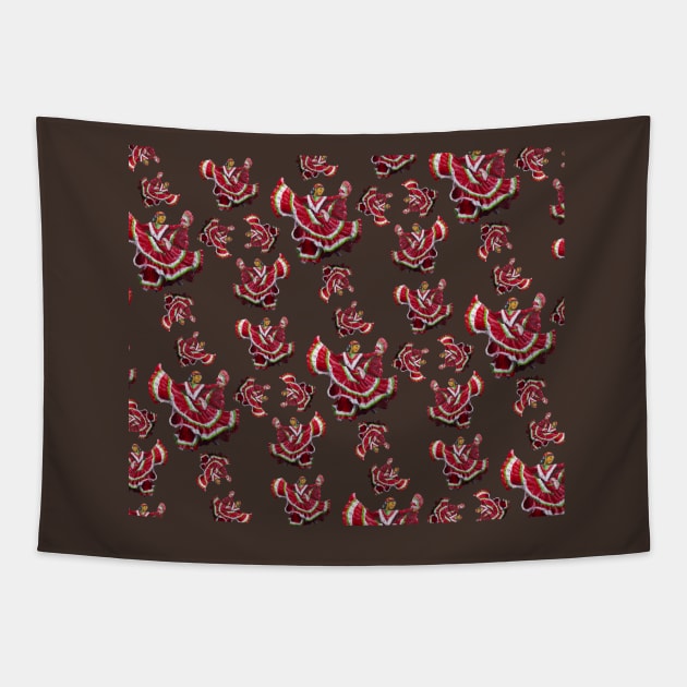 Red Ballet Folklórico Dancer Pattern (Baile Folklórico) Tapestry by Florentino