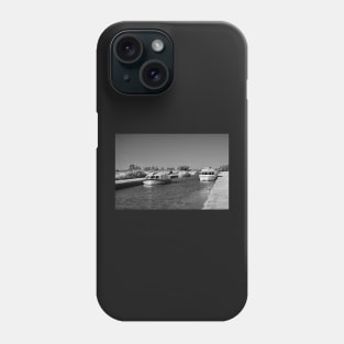 Holiday boats moored along Thurne Dyke, Norfolk Broads Phone Case