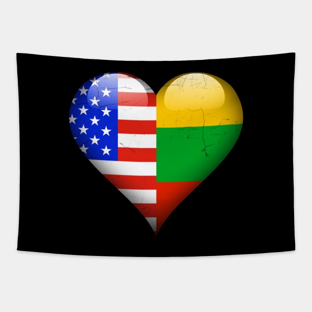 Half American Half Lithuanian - Gift for Lithuanian From Lithuania Tapestry by Country Flags