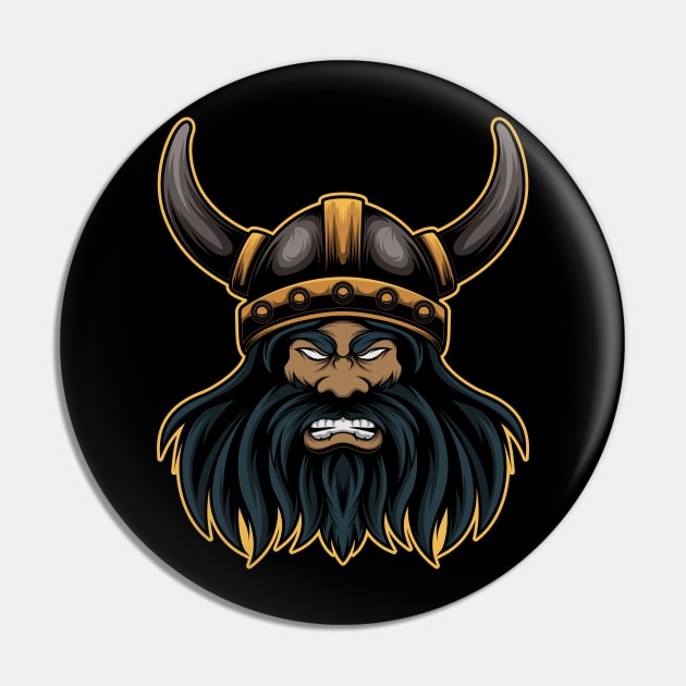 Angry viking mascot Pin by JagatKreasi