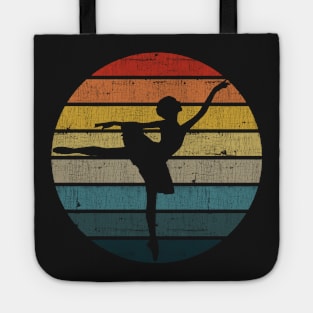 Ballet Ballerina Silhouette On A Distressed Retro Sunset product Tote