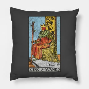 King of wands tarot card (distressed) Pillow