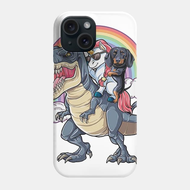 Dachshund And Unicorn Ride T-rex Funny T-shirt For Lover Phone Case by darius2019