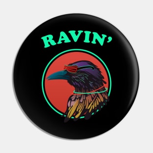 Funny Raving Raven Wingspan Birding Pin