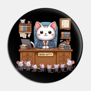 Cute Cat Boss Confidential: Unveiling Feline Funnies Pin