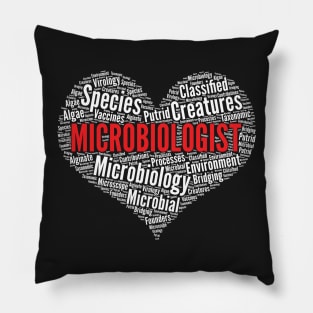 Microbiologist Heart Shape Word Cloud Design Microbiology print Pillow