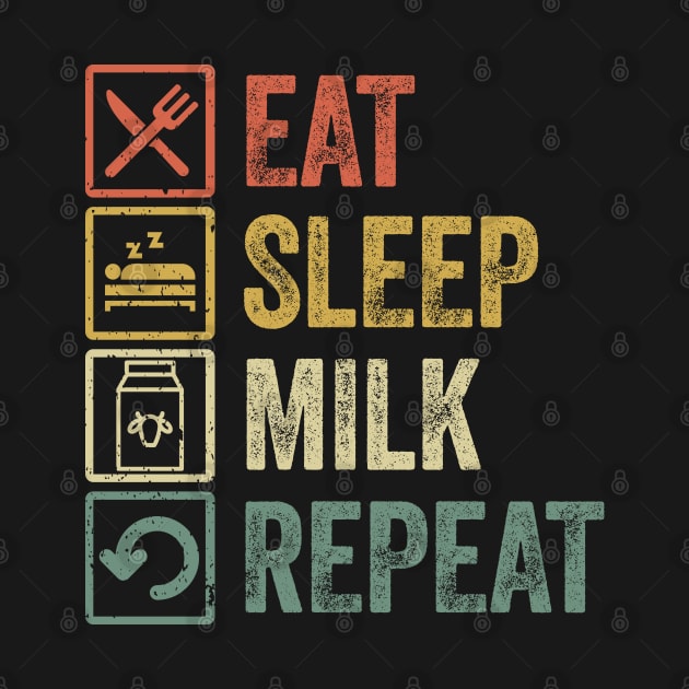 Funny eat sleep milk repeat retro vintage gift by Lyume