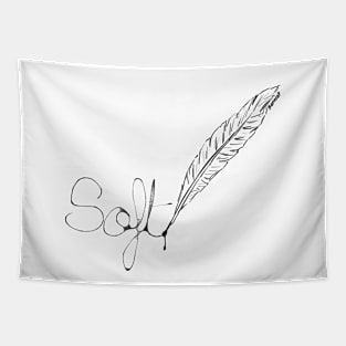 Soft feather writing black Tapestry