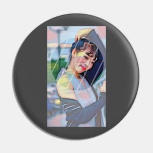 Asian Woman with Bangs (rain) Pin