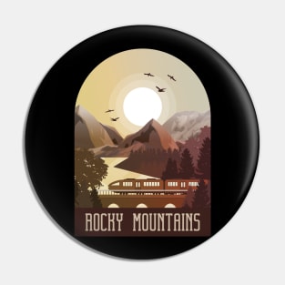 adventure in vintage Rocky Mountains Pin