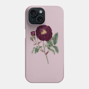 Burgundy Rose Flower Vintage Botanical Illustration Phone Case