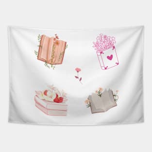 Book with flowers - Pink Edition Bookish Pack Tapestry