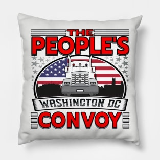 PEOPLES CONVOY US FLAG WASHINGTON DC 2022 RED BLACK WASHINGTON DC SKYLINE IN BACKGROUND Pillow