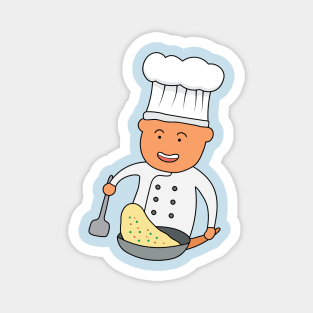 chef cooking and flipping fried rice Magnet