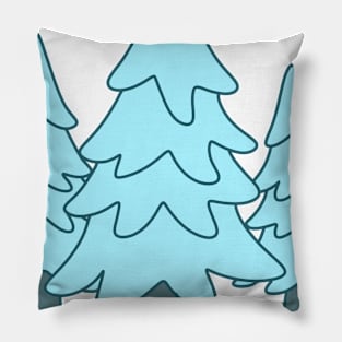 Cute Blue Christmas Trees Pillow