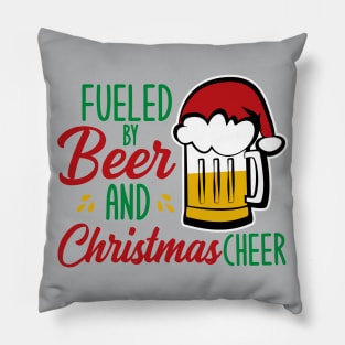 Fueled By Beer and Christmas Cheer Pillow
