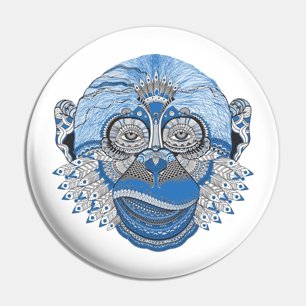 Crazy blue monkey Pin by tonkashirts