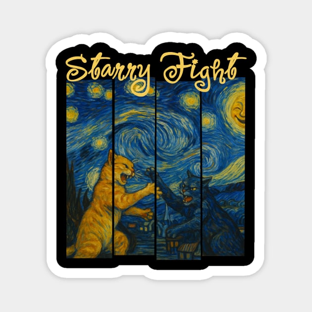 Starry Fight – Van Gogh vs. Chaos Cats Magnet by Designed By Marty