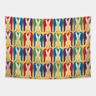 Mid Century Modern Space Penguins Tapestry