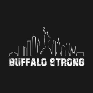 Buffalo Strong Pray For Buffalo White New York Skyline T-Shirt