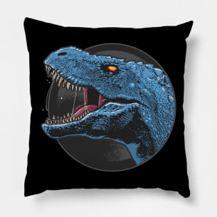 Blue T-Rex - Scary Tyrannosaurus Dinosaur Art Pillow