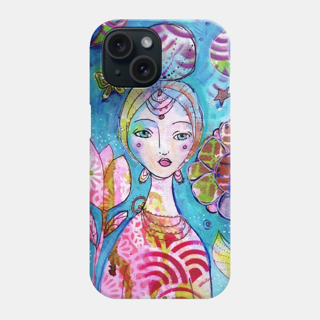 Moon Garden Girl Phone Case by gaea