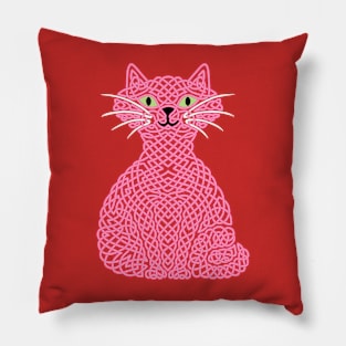 Knotty Cat - pink Pillow