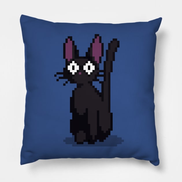 Black Cat pixel art Pillow by PXLFLX